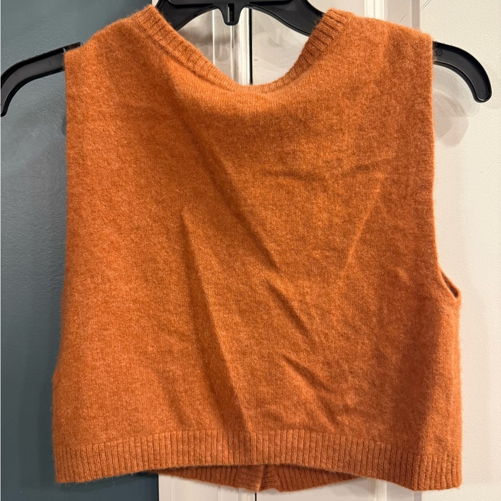 Free People Beatrice Cashmere Vest Cable Knit Button-Down - Picture 4 of 5